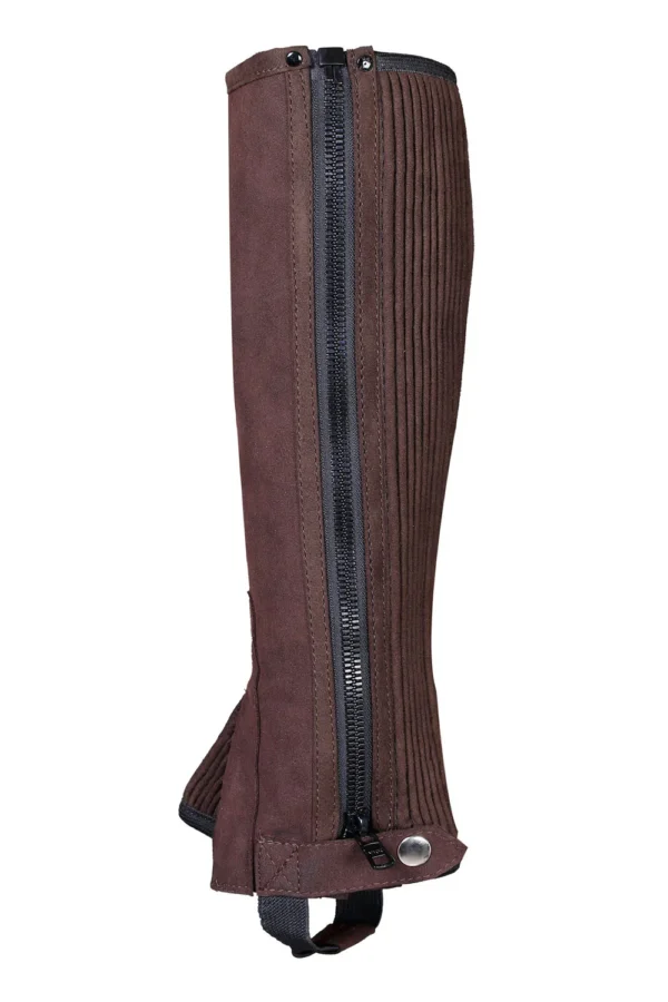 Brown Amara Suede Leather Equestrian Lightweight Horse Rider Half Chaps
