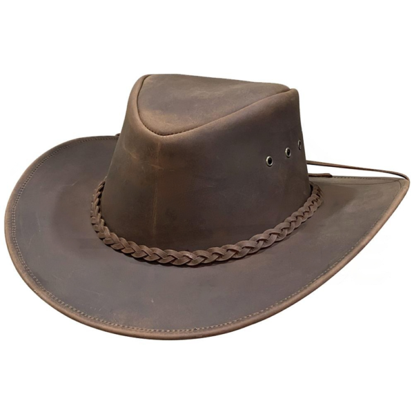 Authentic Vintage Brown Cowboy Hat with Braided Design