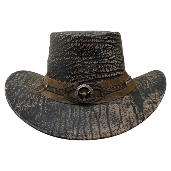 Brass Concho Western Hat in Unique Cowhide - Customizable Fancy Style