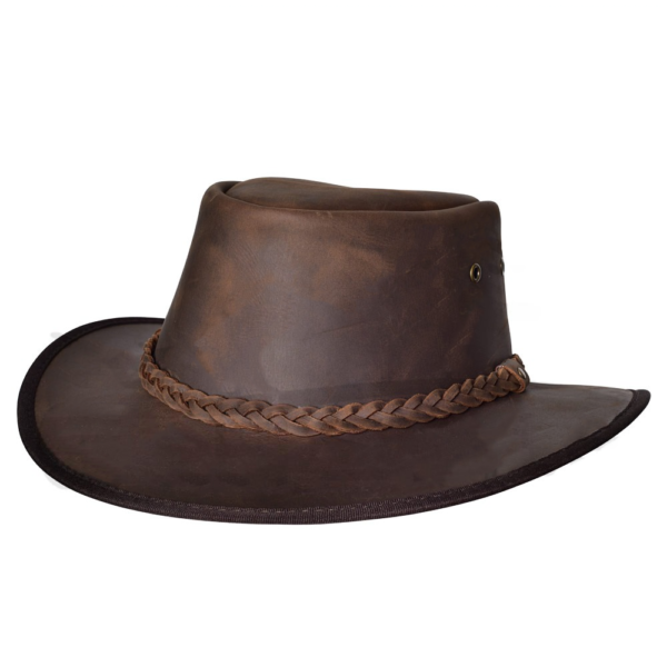 Brown Leather Cowboy Hat with Classy Braided Band and Custom Inner Logo