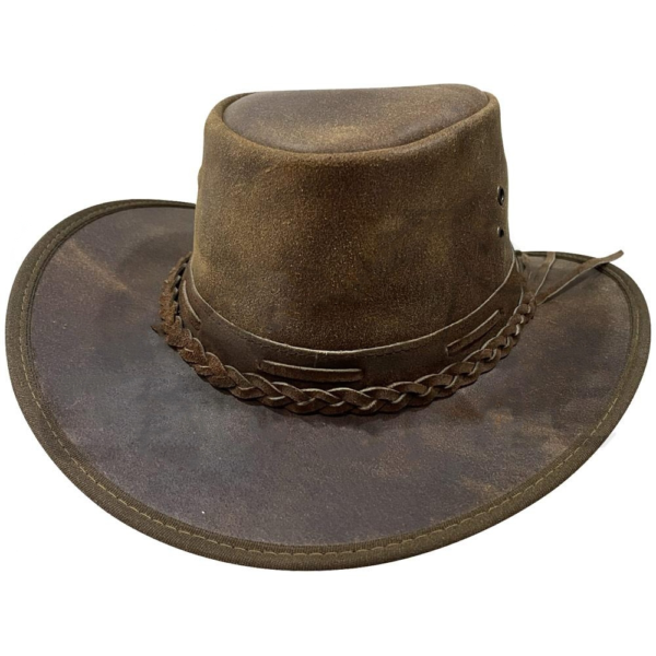 Brown Leather Western Hat for Men - Rustic Style