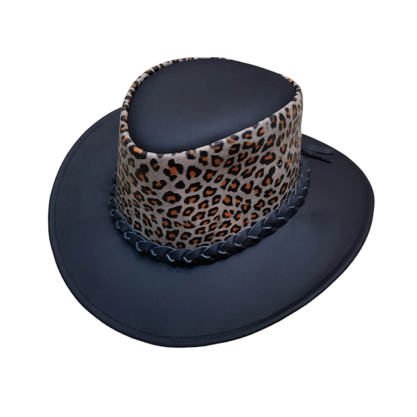 Waterproof Leather Hats With Leopard Crown