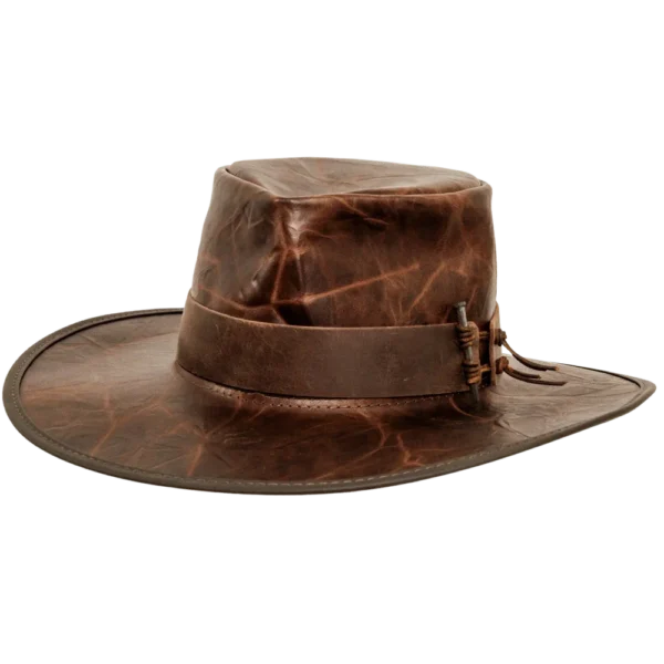 Unforgiven | Mens Wide Brim Bison Leather Outback Hat
